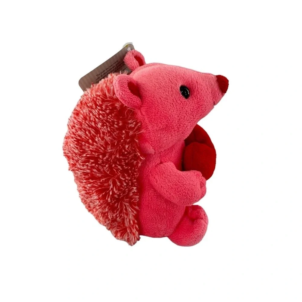 Animal Adventure Pink Hedgehog Plush Toy Holding Red Heart‎ Valentine Porcupine